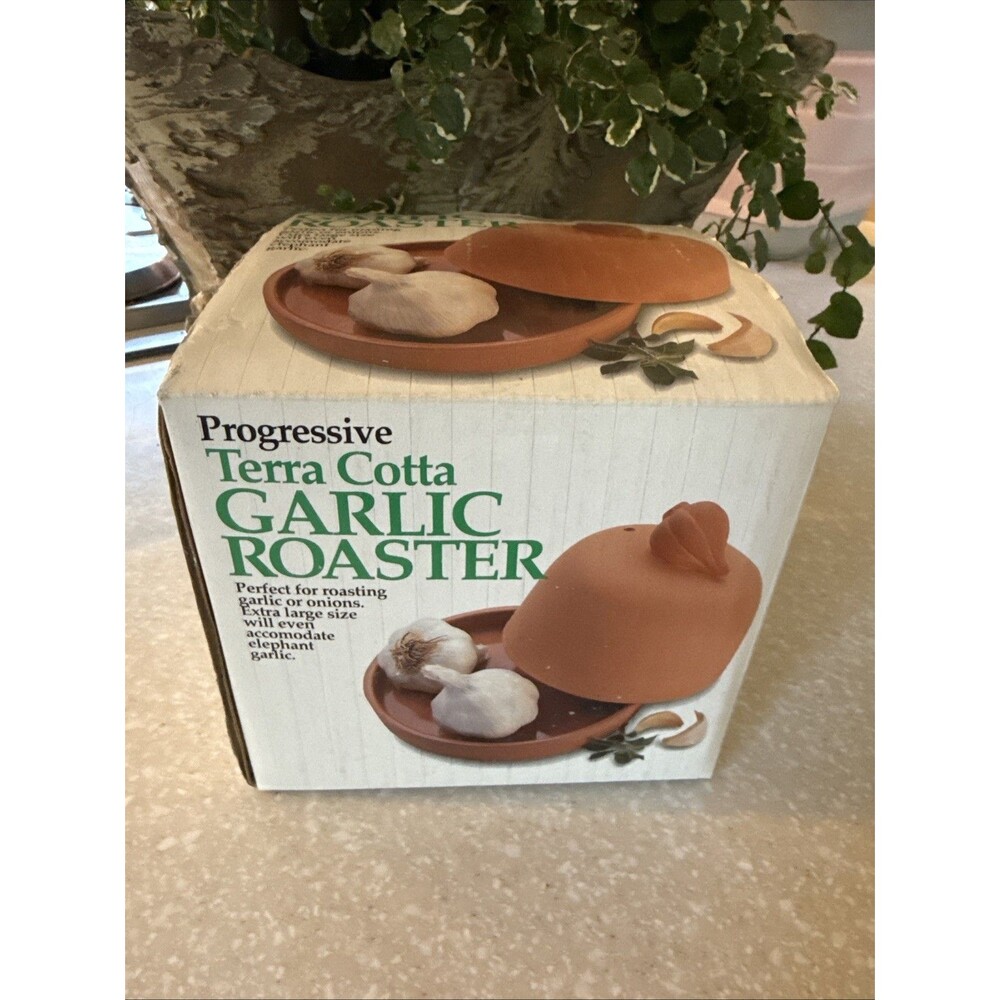 NIB Vintage Progressive XL Terra Cotta Garlic Onion Roaster ~ NEW